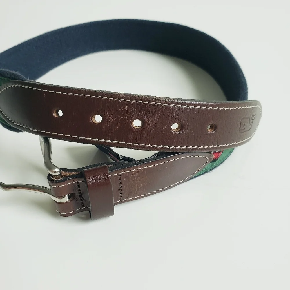 Vineyard Vines Christmas Red Truck Leather Kids Belt - Picture 4 of 5